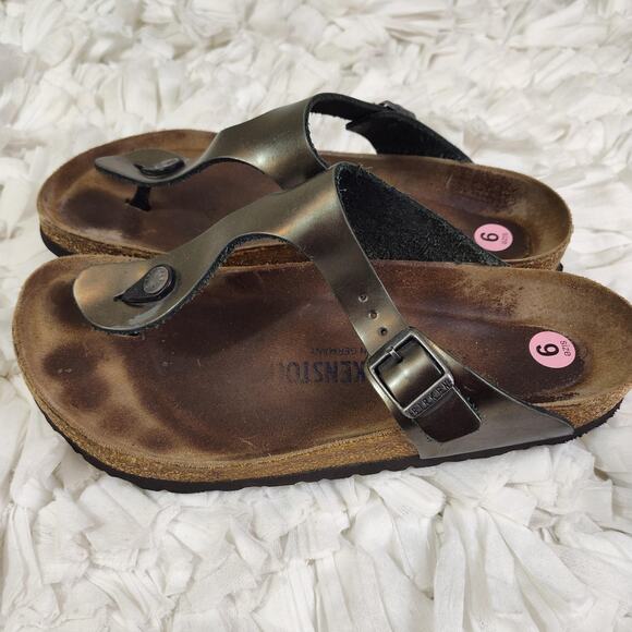 Birkenstock Gizeh Sandals Womens Size 9 Silver Metallic Thong Comfort EU 40 - Picture 5 of 16